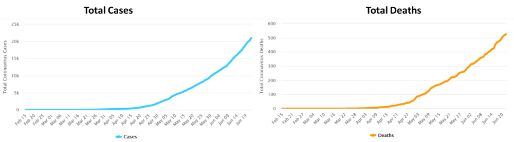 Figure 2. Nombre total de cas confirmés de COVID-19 au Nigéria au 22 juin 2020