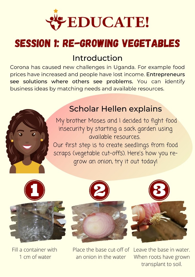 Graphique des réseaux sociaux après le premier cours radiophonique d'Educate! En mai 