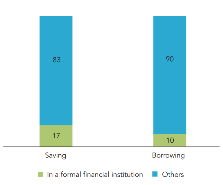 Figure 2. Utilisation des institutions financières formelles parmi les bénéficiaires de paiements agricoles (source: Banque mondiale)