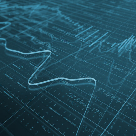 decorative illustration: chart and stock prices background.