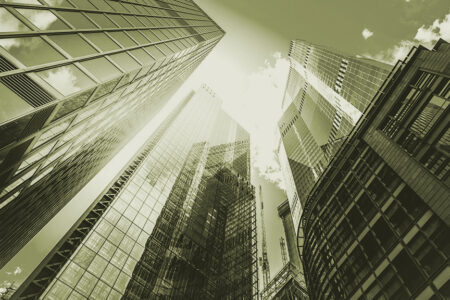 Decorative image: View of high rise glass building and dark steel in London