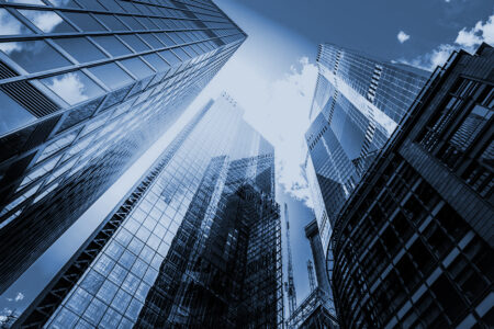 Decorative image: View of high rise glass building and dark steel in London