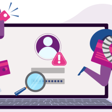 Illustration d'un fraudeur prenant les détails de la banque