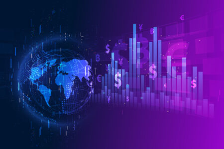 Decorative Photo: Money transfer. Global Currency. Stock Exchange. Stock vector illustration