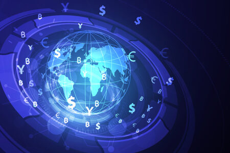 Money transfer. Global Currency. Stock Exchange. Stock vector illustration.