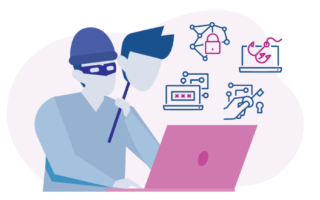 Cybercriminal sur ordinateur