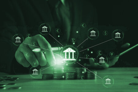 central banking and international currency concept. Businessman exchanging dollar Yuan Yen Pound sterling and Euro for forex and currency exchange money transfer. international currency, world bank