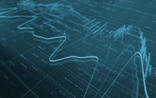 decorative illustration: chart and stock prices background.