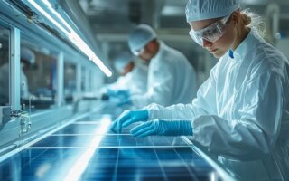 AI generatored image of manufacturing of Solar Panels.