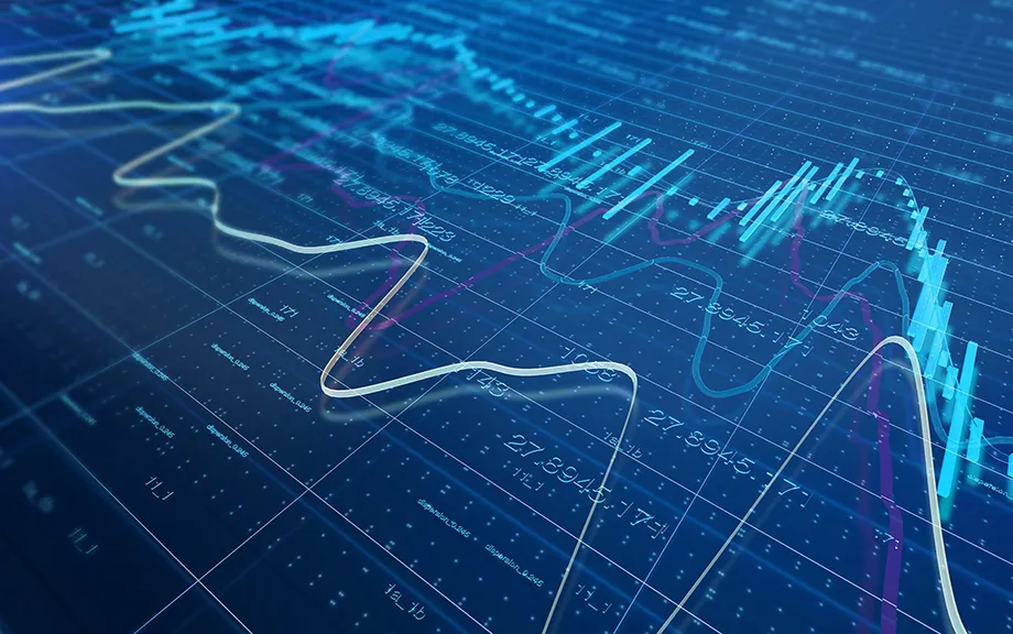 decorative photo: chart and stock prices background.