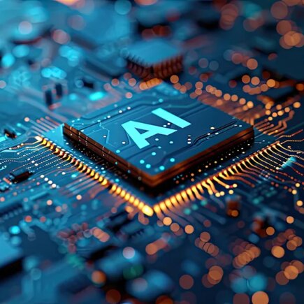 Detailed Close-up of an AI Chip on a Circuit Board