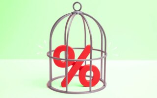 Illustration of a percent sign inside a bird cage.