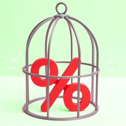 Illustration of a percent sign inside a bird cage.